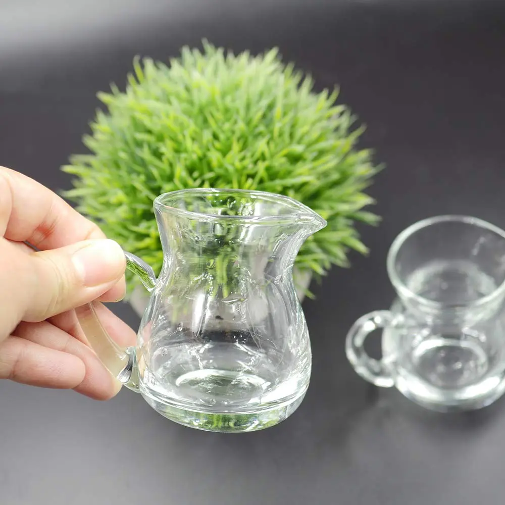 DGQ Classic Glass Creamer Pitcher 4oz Pack of 2 | Elegant Hand-Blown Milk Pourer for Coffee & Tea - view 2