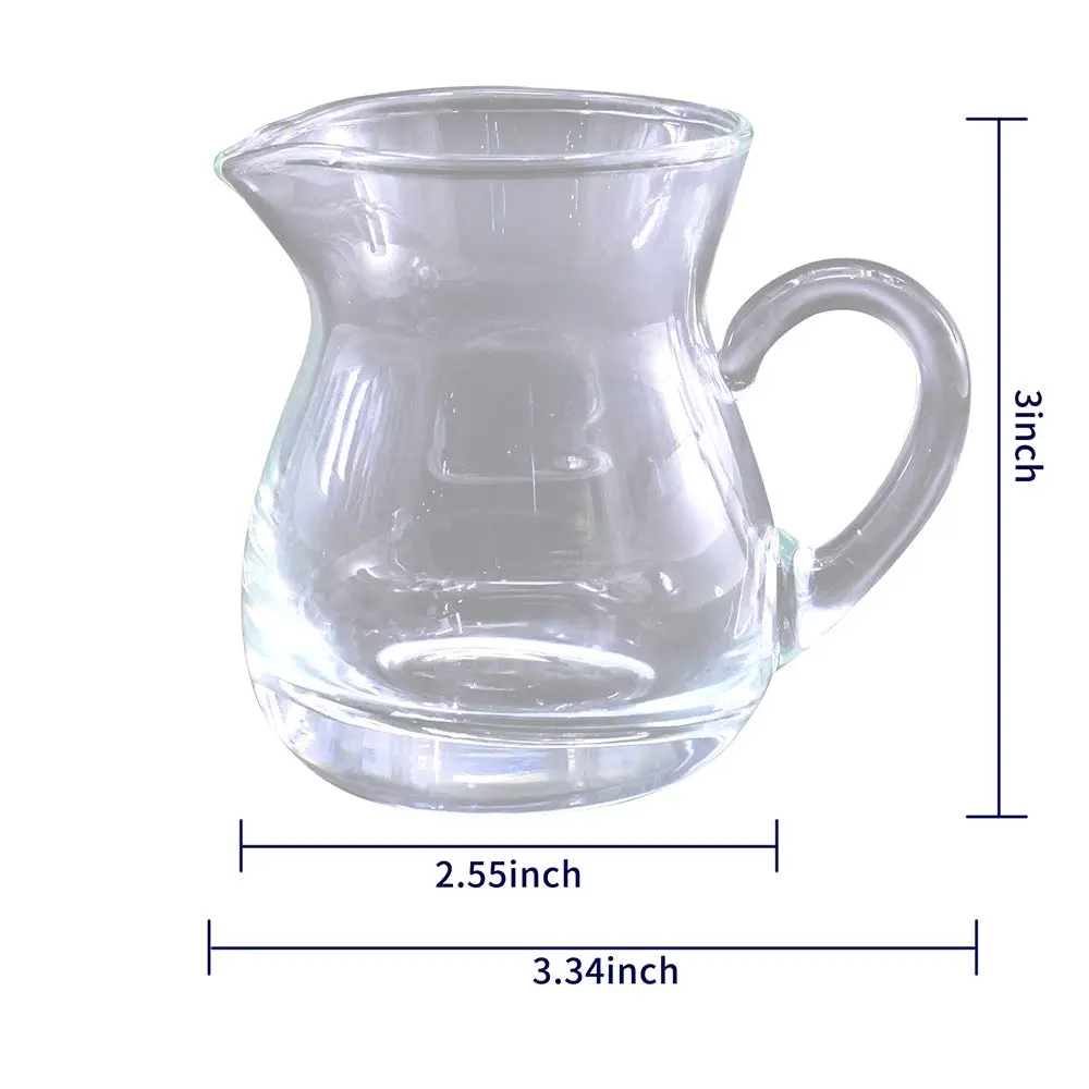 DGQ Classic Glass Creamer Pitcher 4oz Pack of 2 | Elegant Hand-Blown Milk Pourer for Coffee & Tea - view 4