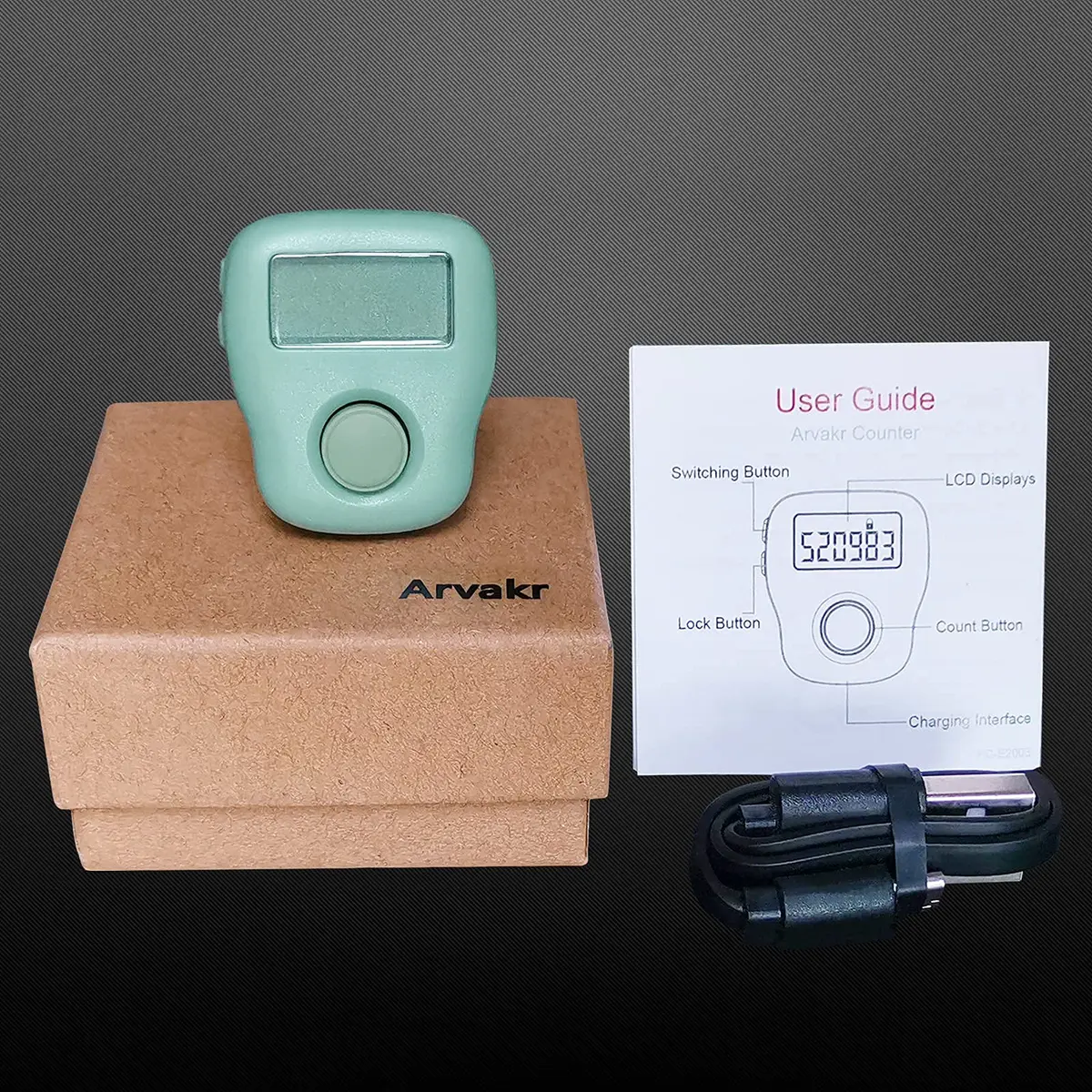 Arvakr Rechargeable Silent Finger Counter with LED | 6 Channels, 999999 Count Range - view 6