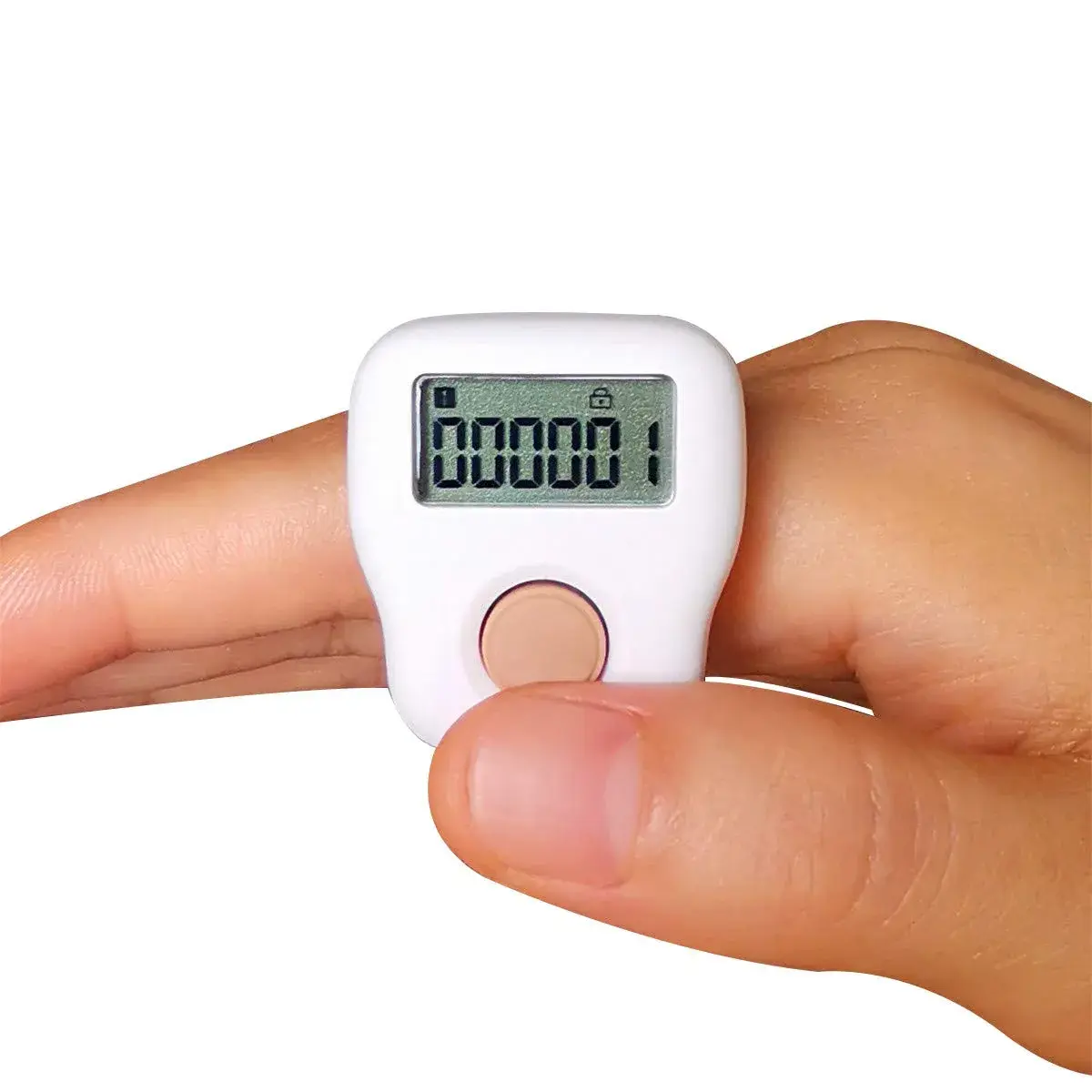 Arvakr Rechargeable Silent Finger Counter with LED | 6 Channels, 999999 Count Range, White - main product image