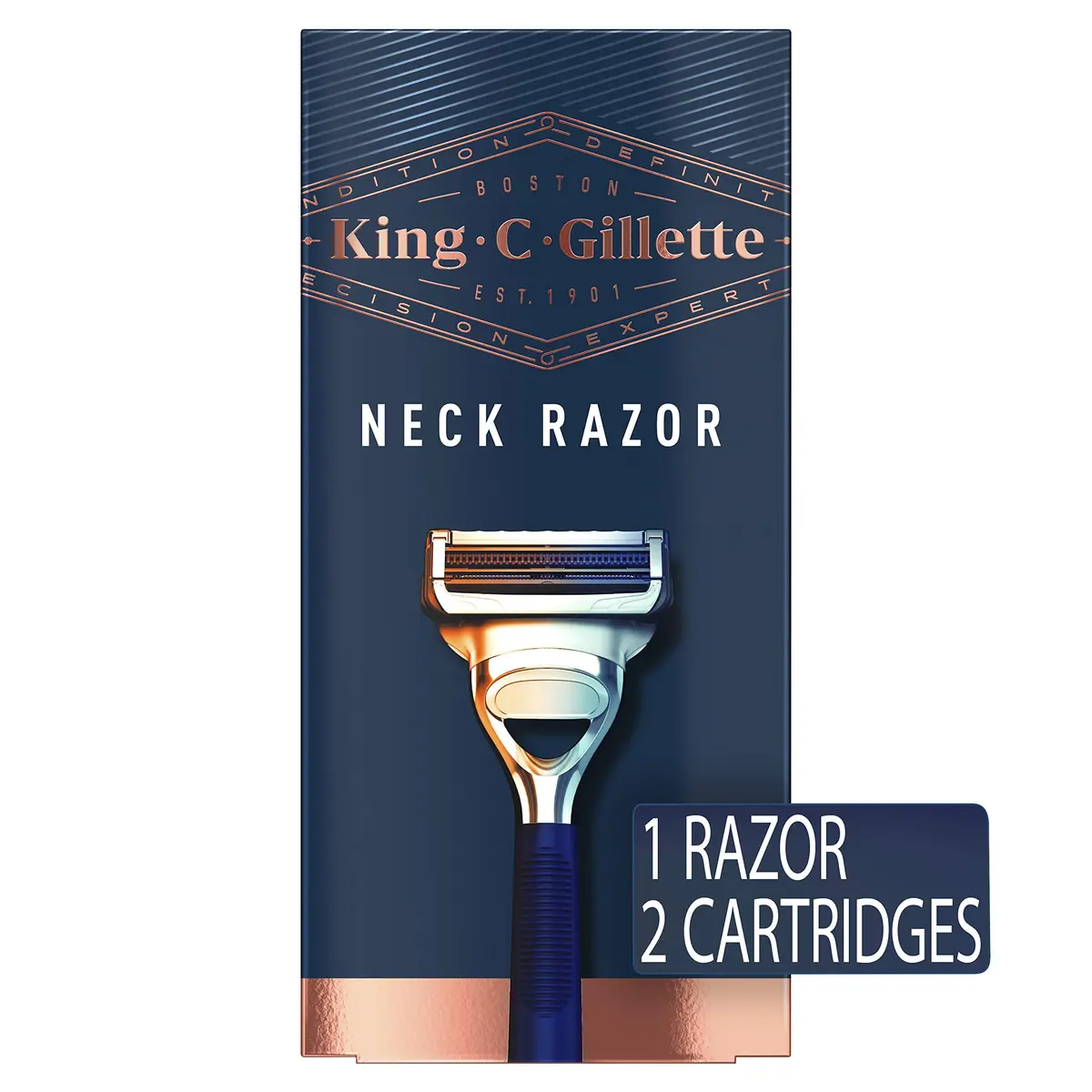 King C. Gillette Neck Razor Handle with 2 Precision Blades | Designed for Sensitive Necks - view 2