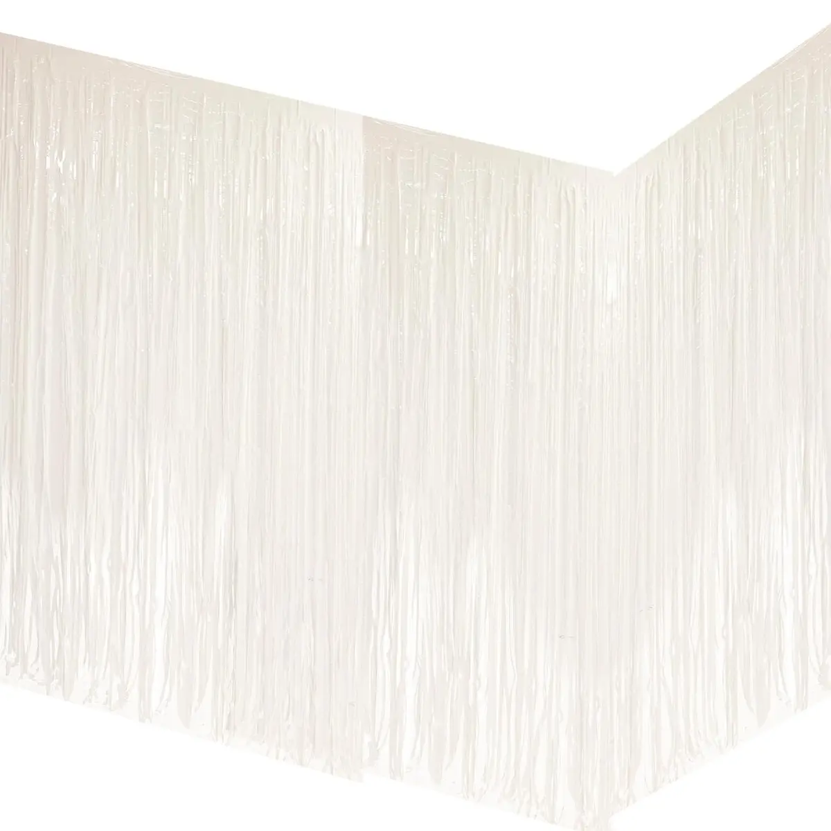 allgala White Tinsel Table Skirt 2-Pack 274 cm (108 Inch) x 74 cm (29 Inch) | Metallic Foil Fringe for Parties - view 4