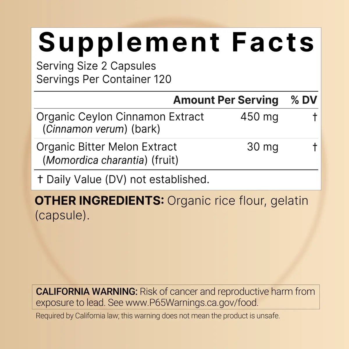 NatureBell 2 Pack Ceylon Cinnamon with Bitter Melon | Organic Sri Lanka & India Blend, 240 Capsules - view 2