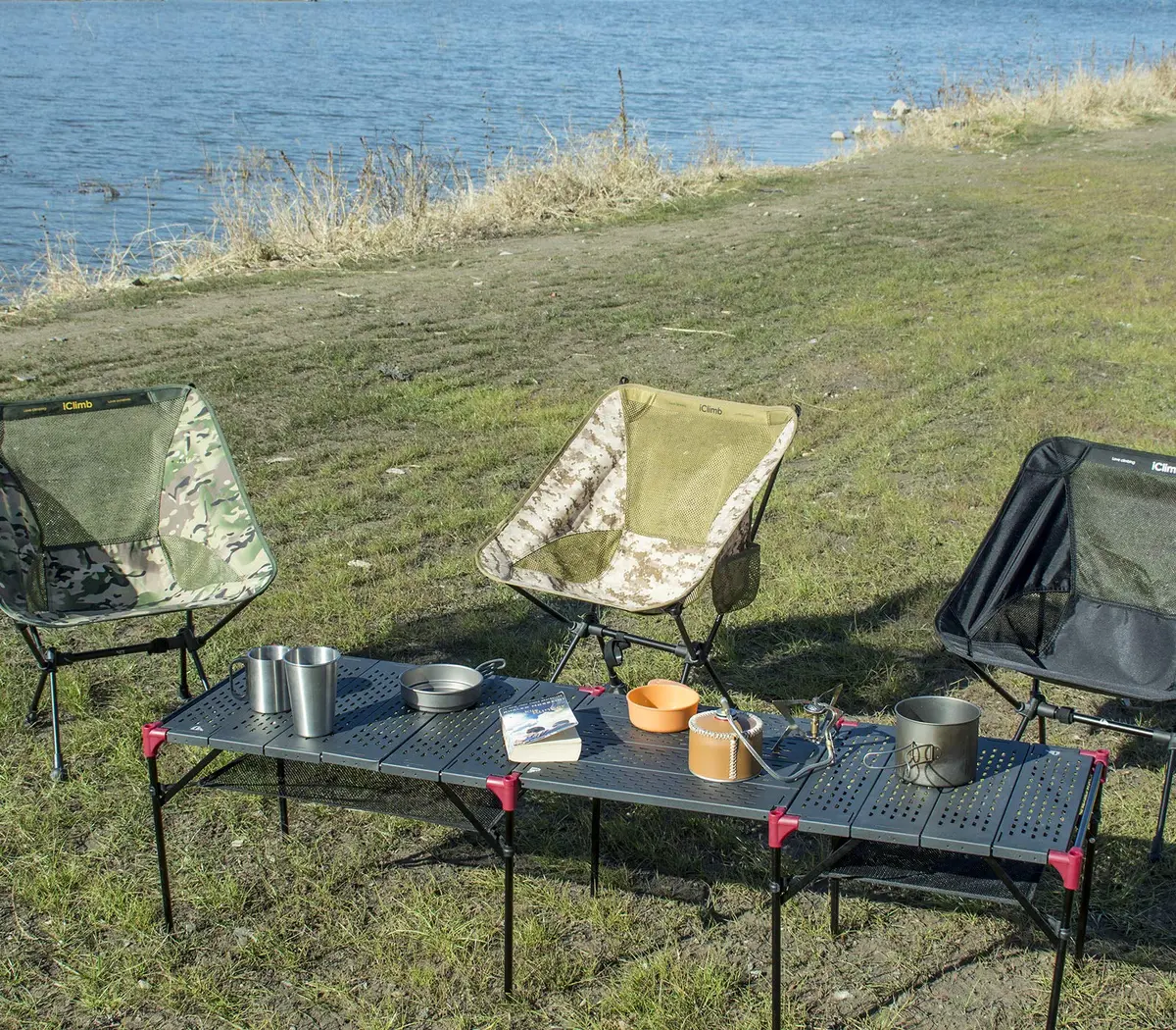 iClimb Large Extendable Folding Camping Table | Waterproof Aluminum, 66 lbs Max Load, Compact & Stable - view 2