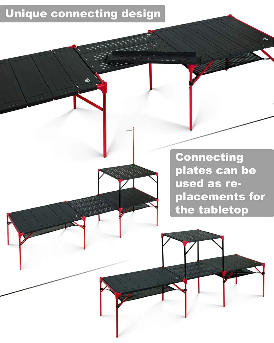 iClimb Large Extendable Folding Camping Table | Waterproof Aluminum, 66 lbs Max Load, Compact & Stable - view 3