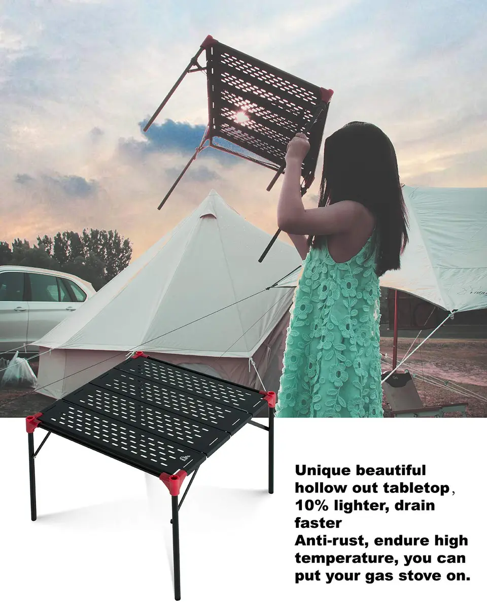 iClimb Large Extendable Folding Camping Table | Waterproof Aluminum, 66 lbs Max Load, Compact & Stable - view 4