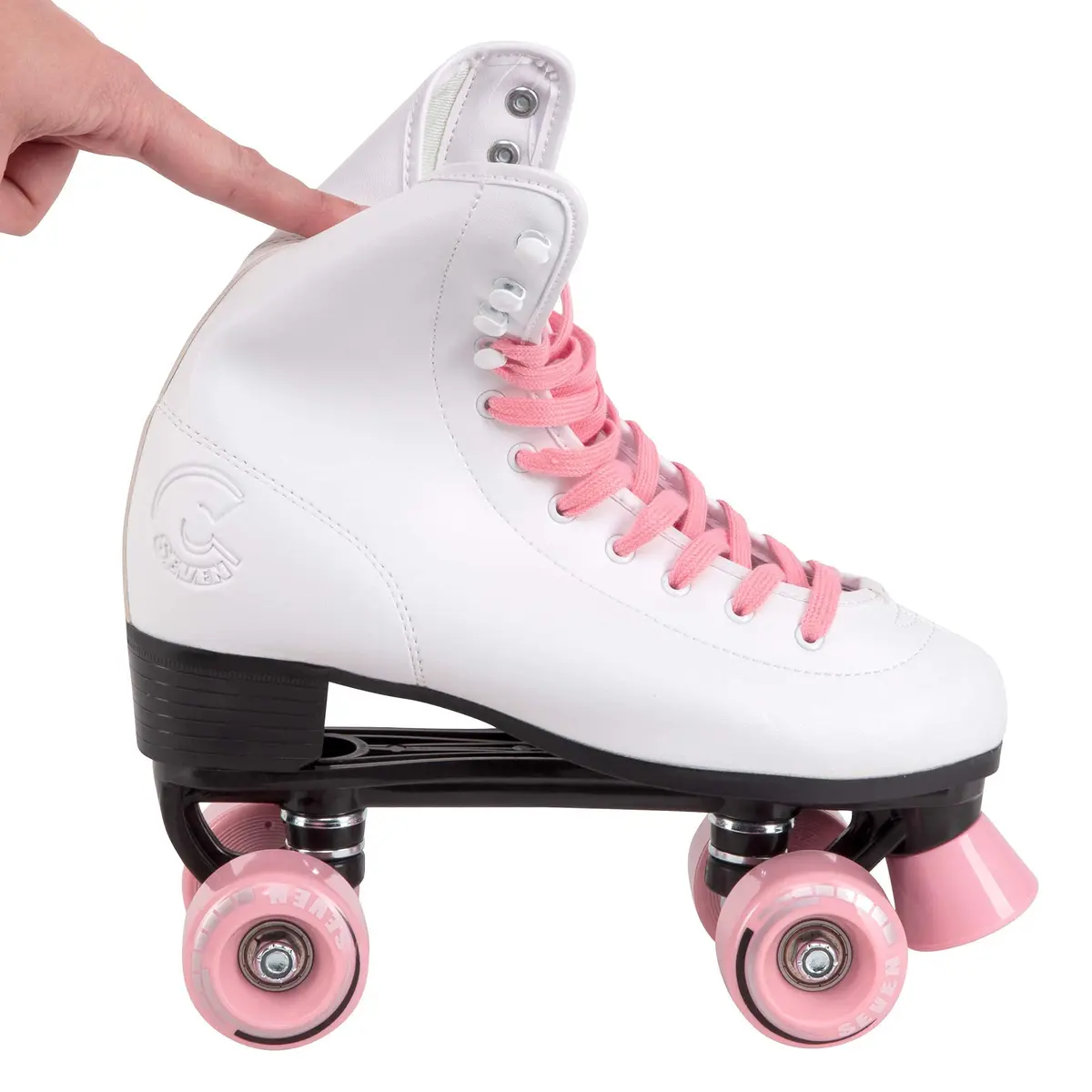 C SEVEN C7skates Quad Roller Skates | Retro Design (Candy Pink, Youth 2) with Wide Wheels & Outdoor Suitability - view 6