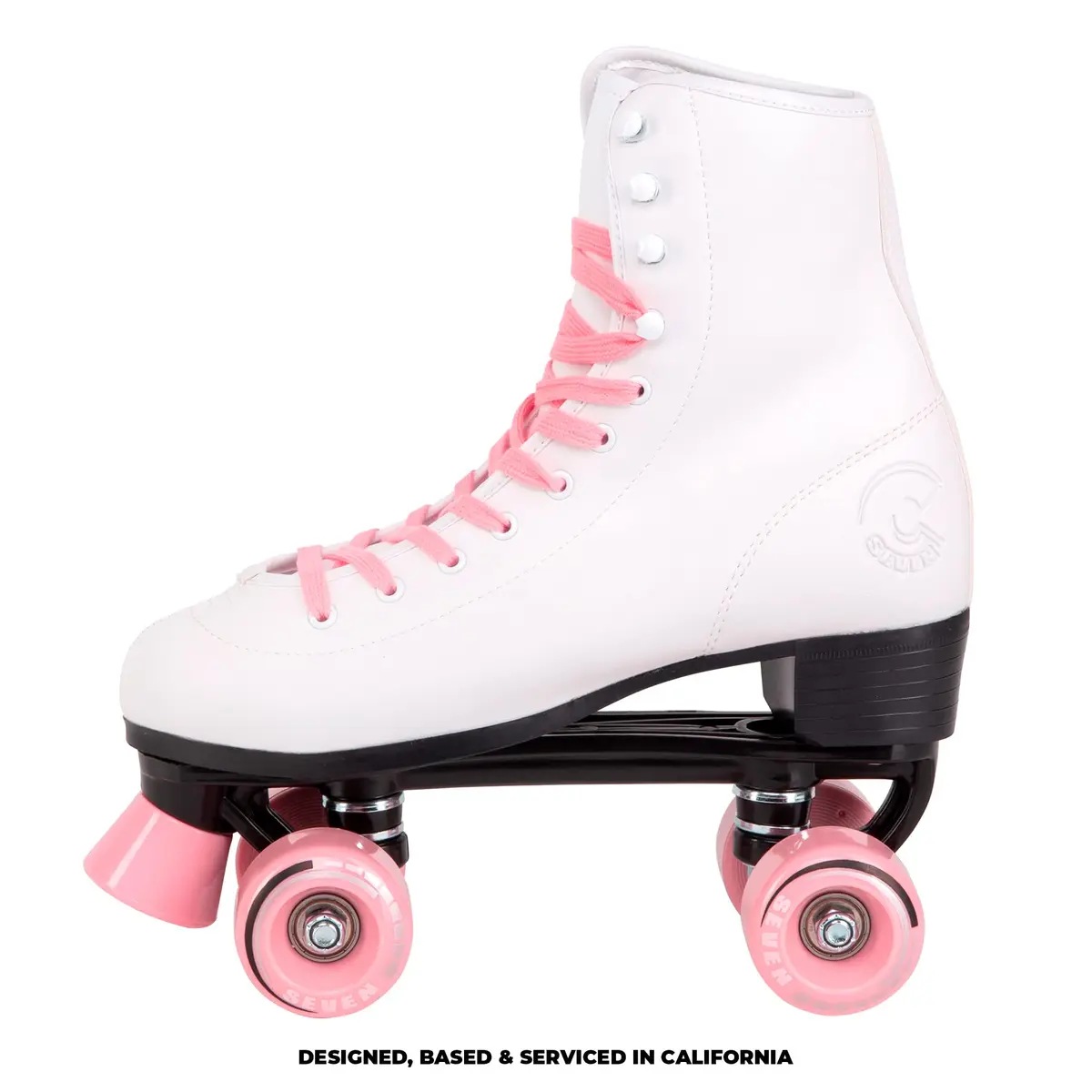 C SEVEN C7skates Quad Roller Skates | Retro Design (Candy Pink, Youth 2) with Wide Wheels & Outdoor Suitability - view 3