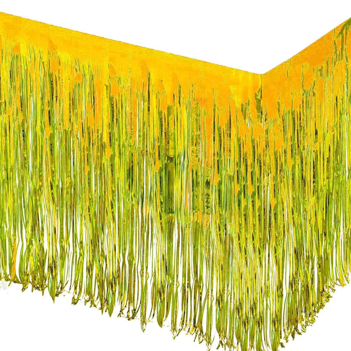 Allgala Gold Tinsel Table Skirt 2-Pack 274.32cm (108 Inch) x 73.66cm (29 Inch) | Metallic Foil Fringe for Parties & Parades - main product image