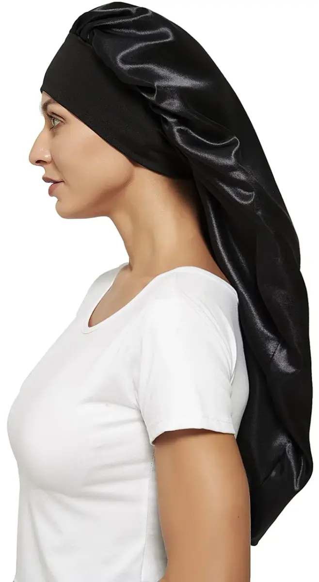 Wbfwbb Extra Long Satin Braid Bonnet for Sleeping | Adjustable Drawstring Hair Wrap for Braids, Curly, Long Hair - view 7