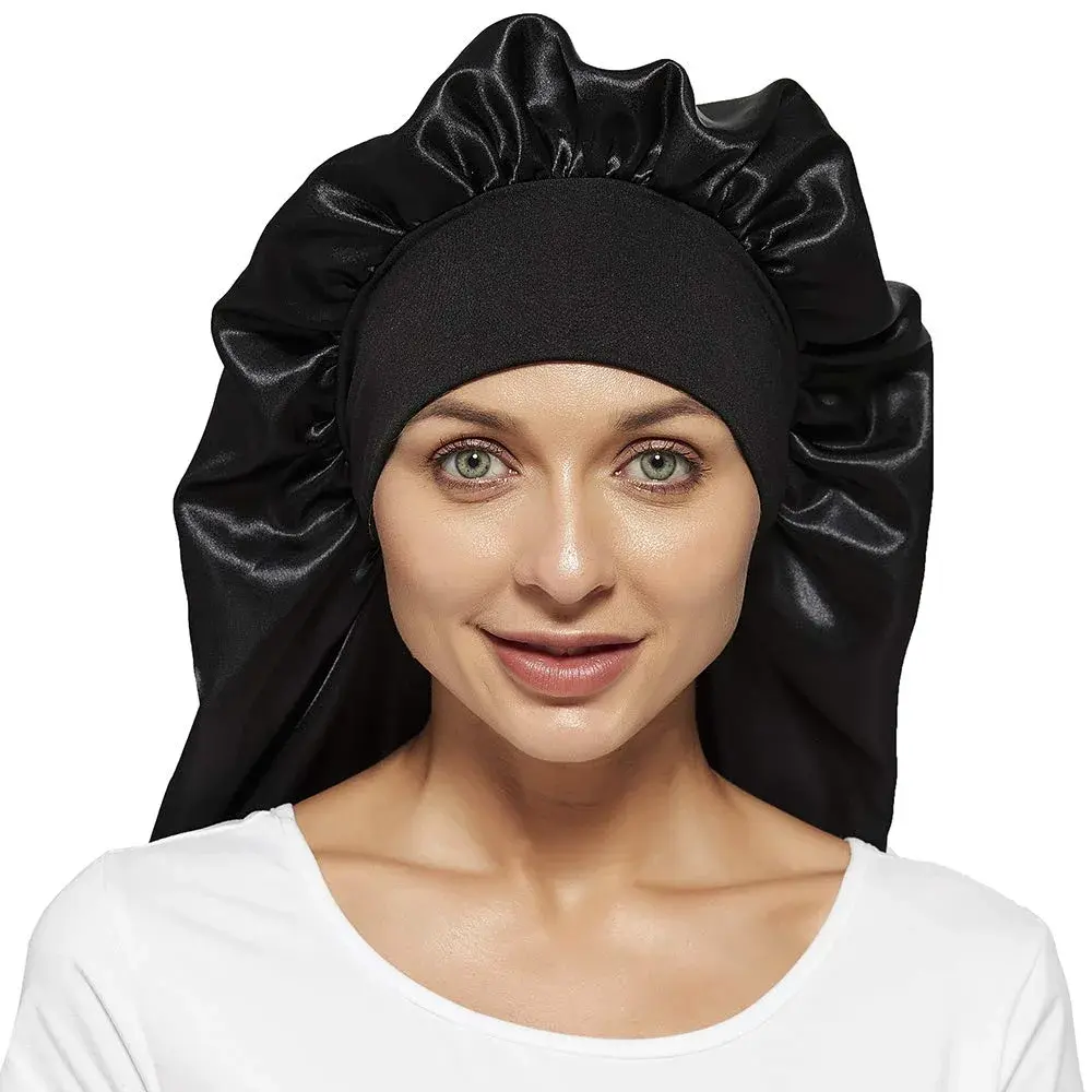 Wbfwbb Extra Long Satin Braid Bonnet for Sleeping | Adjustable Drawstring Hair Wrap for Braids, Curly, Long Hair - view 3