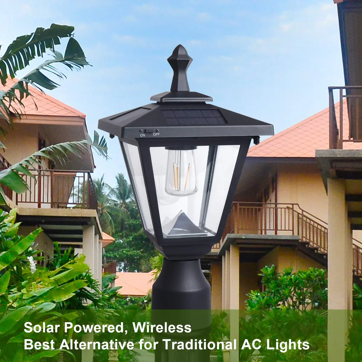 KMC LIGHTING Solar Post Light ST4330Q-A | Waterprooff Aluminum Outdoor Garden Lamp - view 3