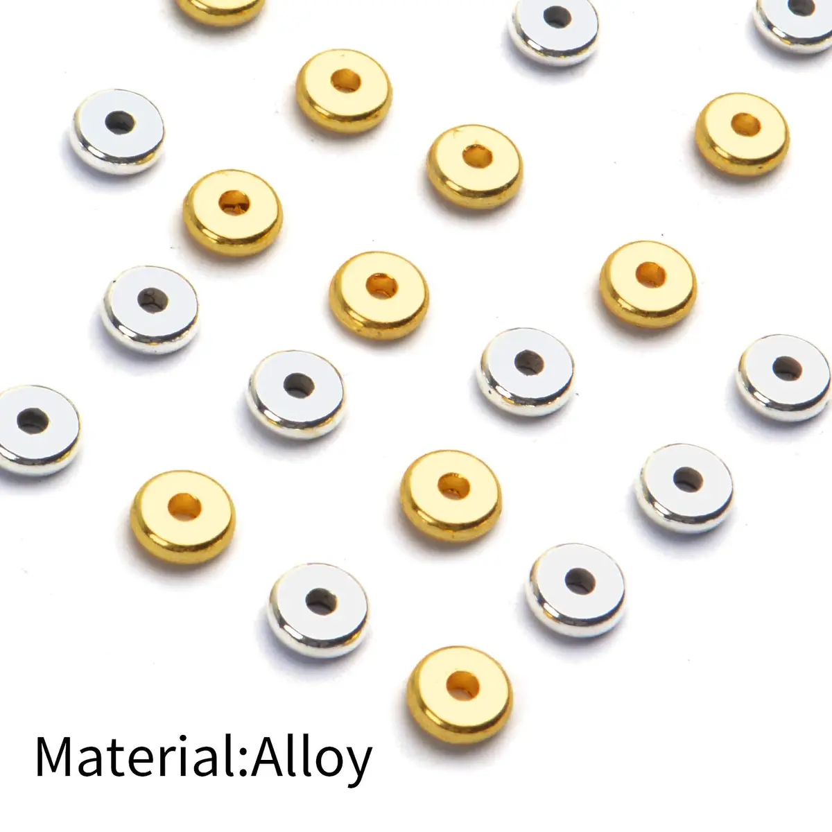 BronaGrand 200pcs 8mm Flat Round Rondelle Spacer Beads Disc Spacers | Gold & Silver - view 4