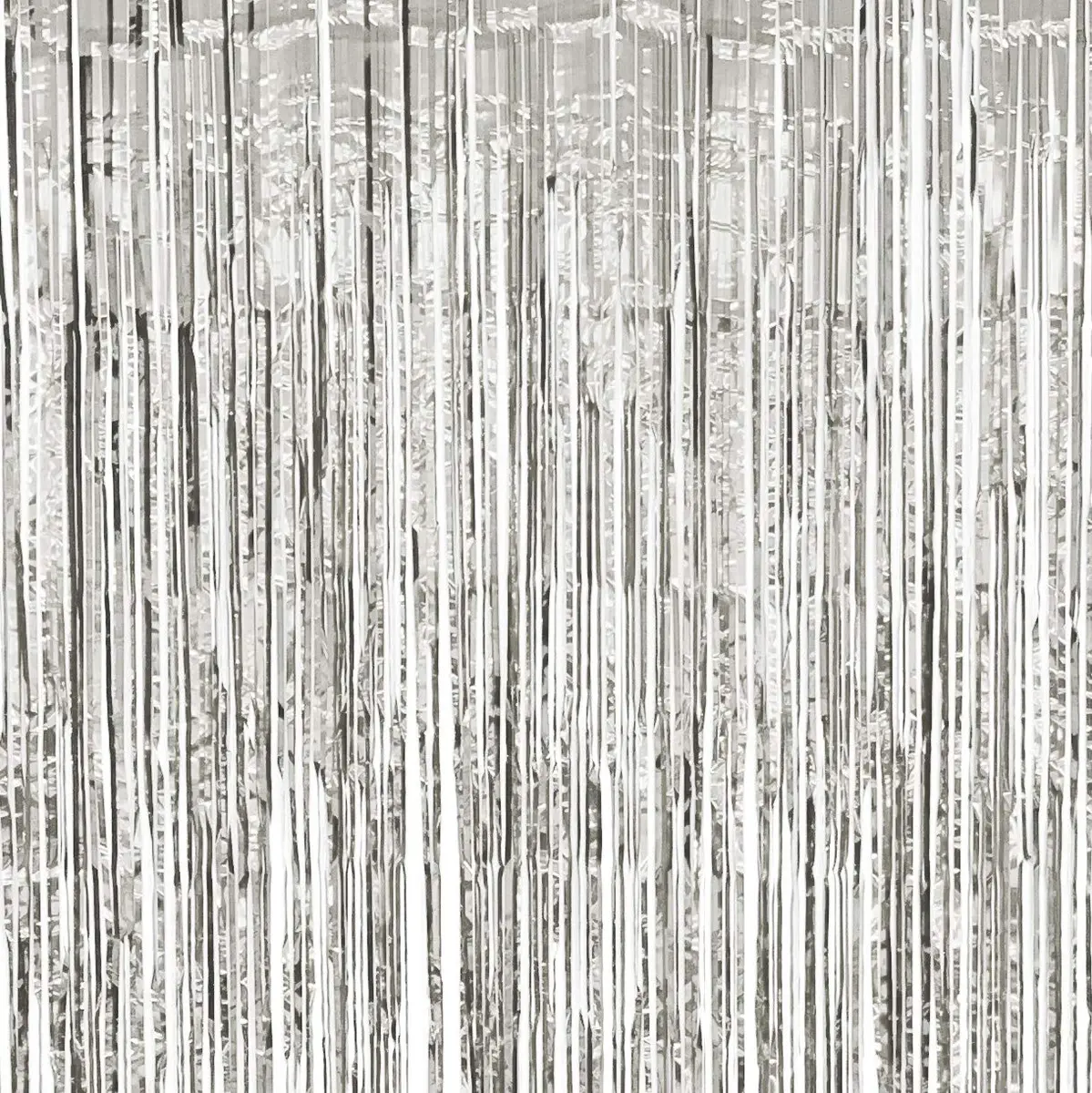 Allgala Silver Tinsel Table Skirt 2-Pack 29x108 Inch | Metallic Foil Fringe for Parties - view 6