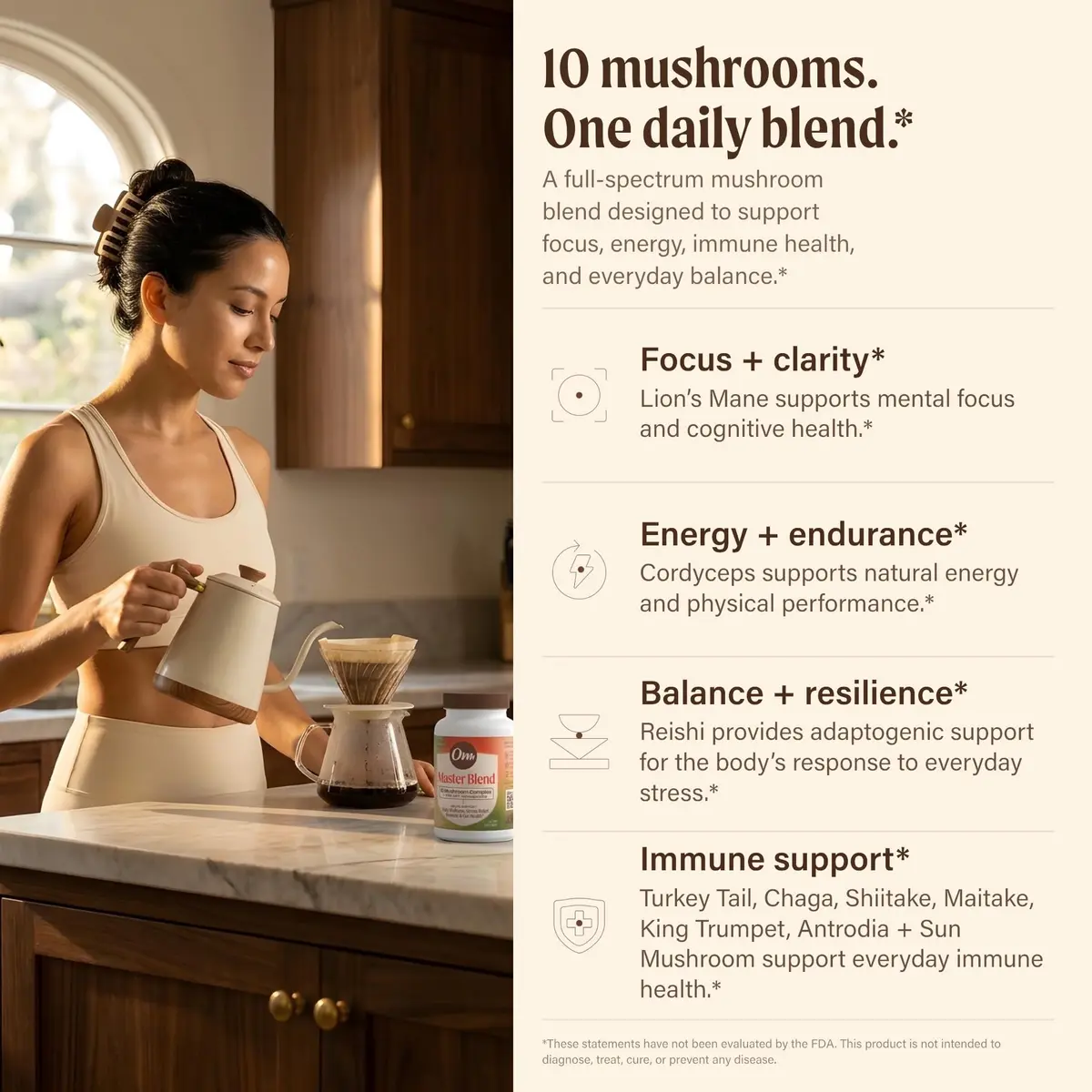 OM MUSHROOM SUPERFOOD Master Blend Mushroom Capsules | Organic 84 Count for Immunity & Gut Health - view 2