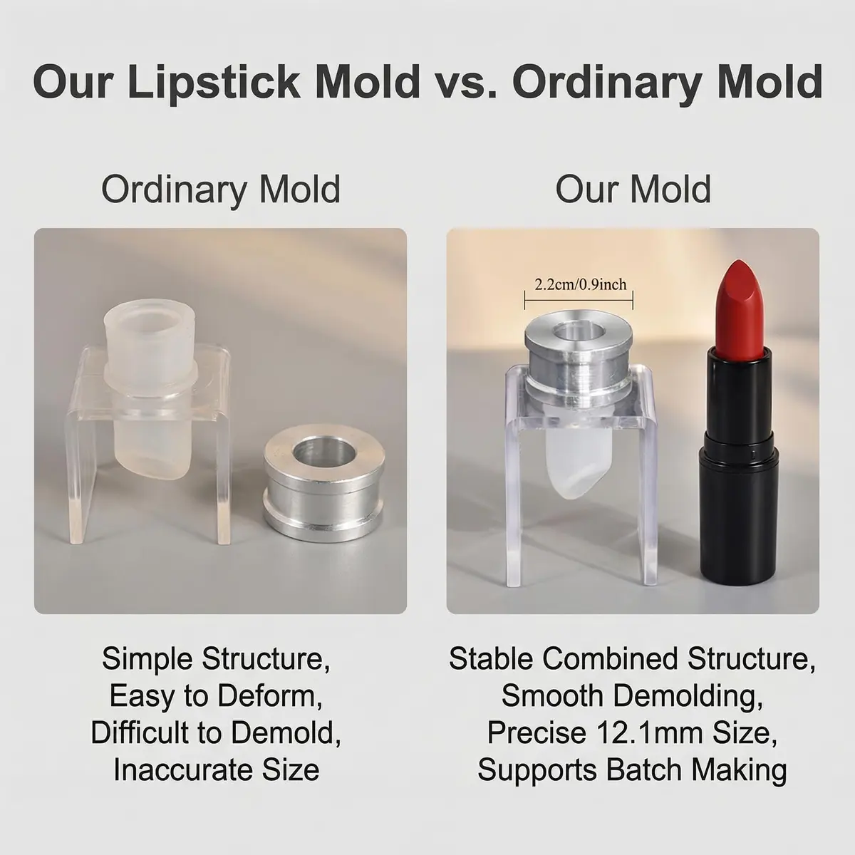 SYBL Lipstick Mold Set 12.1mm | Reusable Silicone DIY Lip Balm & Lipstick Maker - view 3