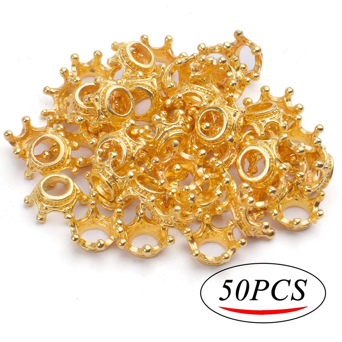 BronaGrand 50pcs Crown Shape Charms Loose Beads Alloy Spacer Beads 13x10mm | DIY Jewelry Connector - view 2