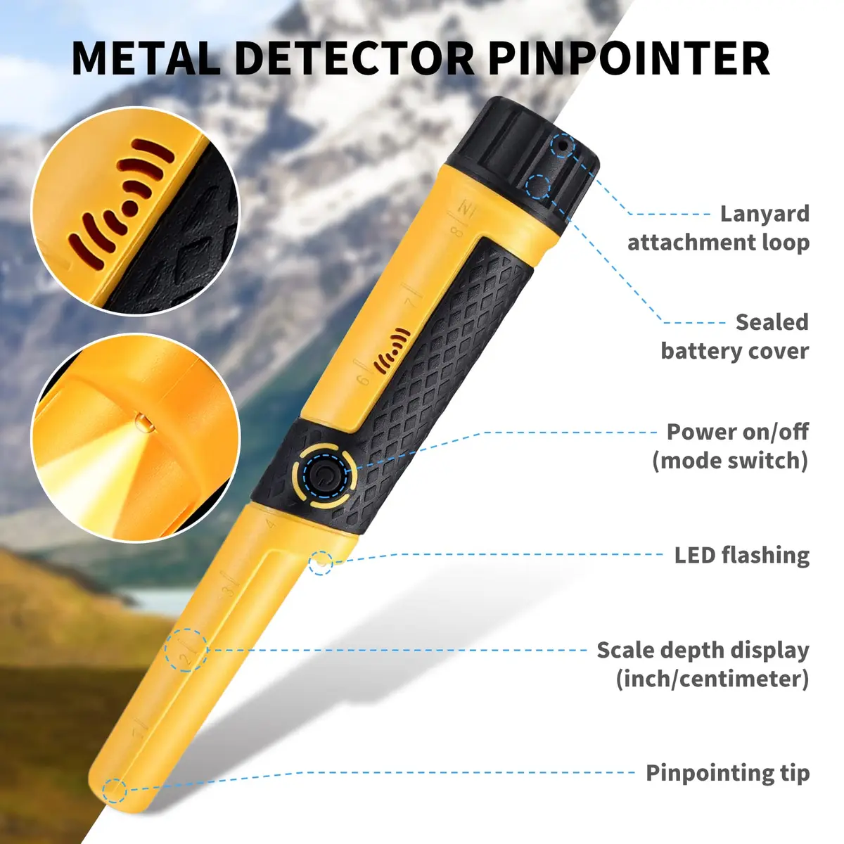 SAKOBS Pinpointer Metal Detector IP68 Waterproof Handheld | Precise 360° Side Scan for Treasure Hunting - view 7