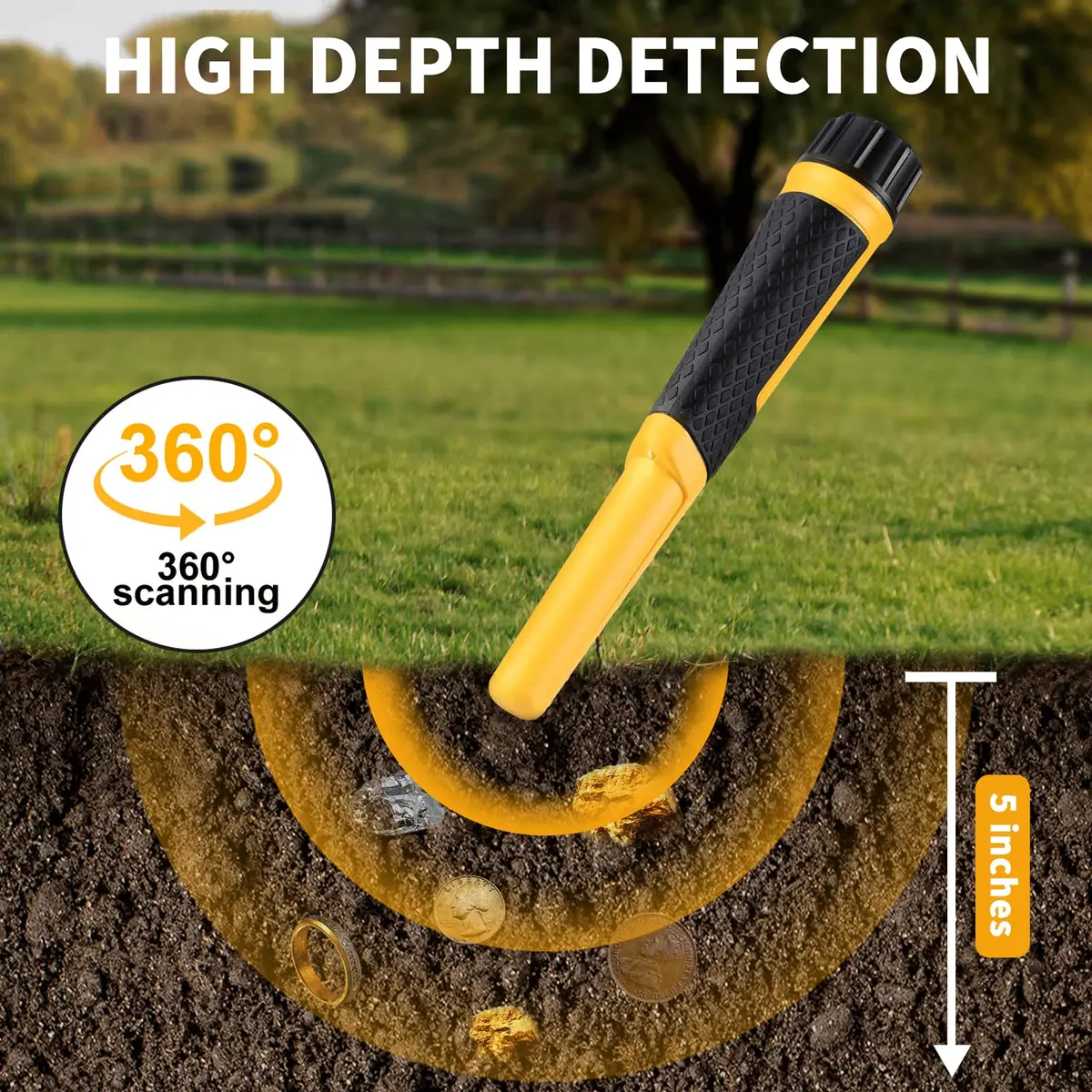 SAKOBS Pinpointer Metal Detector IP68 Waterproof Handheld | Precise 360° Side Scan for Treasure Hunting - view 2