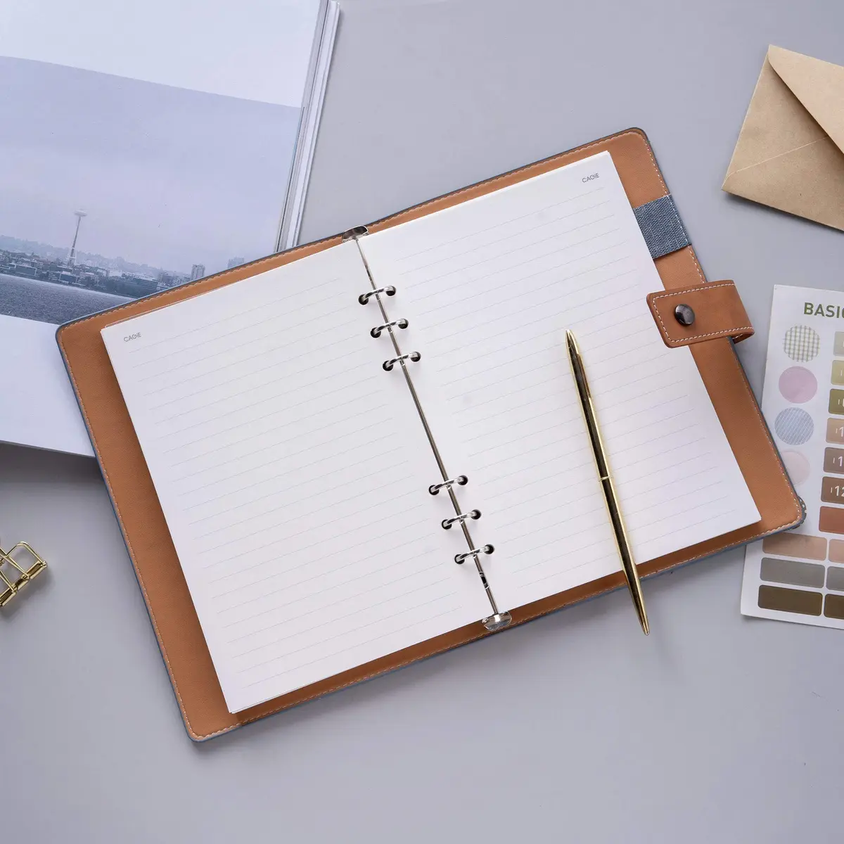 CAGIE A5 Refillable Faux Leather Binder Journals 6 Ring Binder | Premium Water-Resistant Leather, Thick 120gsm Paper, Reusable - view 5