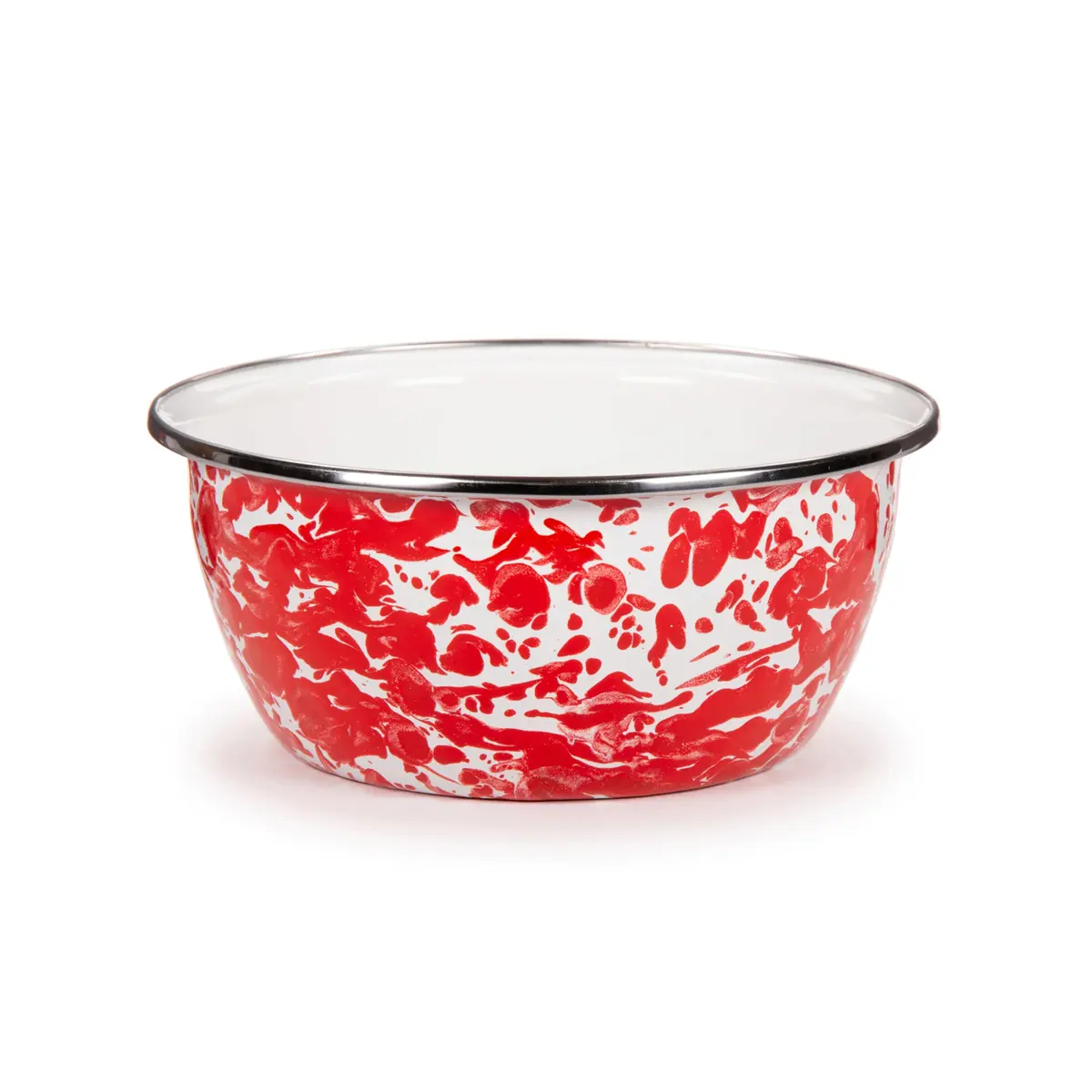 Golden Rabbit Red Swirl Enamelware Salad Bowls Set of 4 (946ml / 24oz) | Handcrafted Indonesian Quality - view 2