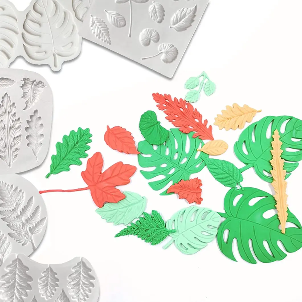 Rolin Roly 5Pcs Leaf Fern Fondant Cake Molds Silicone Mold Reusable Flexible Baking Tool - view 7