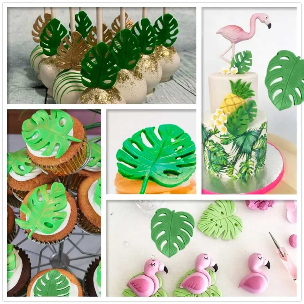 Rolin Roly 5Pcs Leaf Fern Fondant Cake Molds Silicone Mold Reusable Flexible Baking Tool - view 3