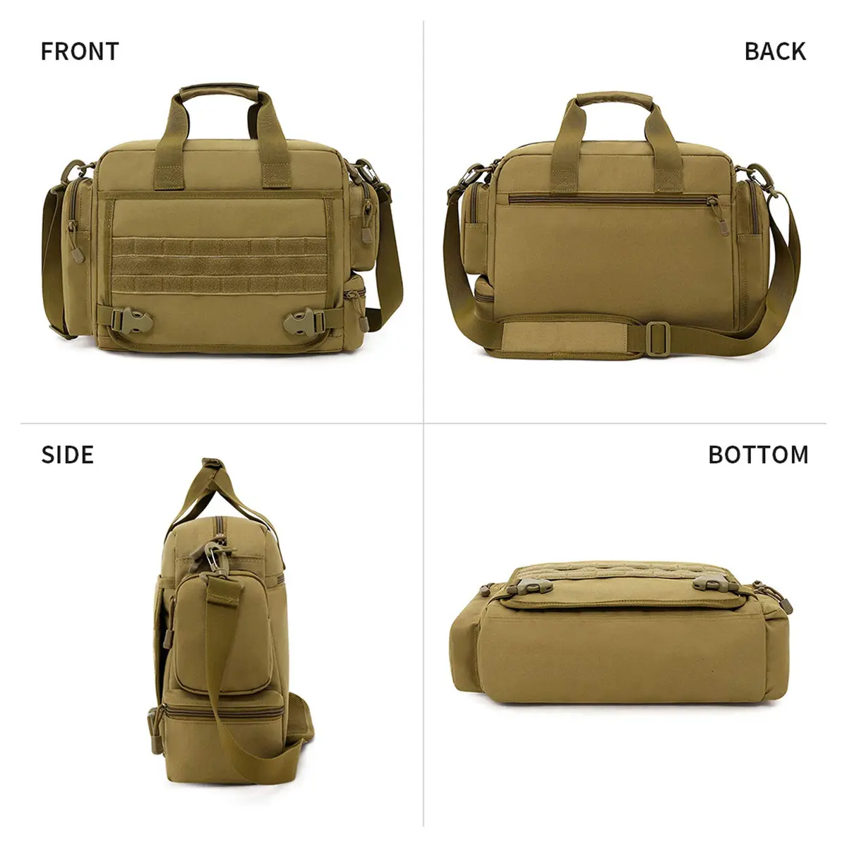 CamGo Tactical Briefcase 14 inch Laptop Messenger Bag Military Style Shoulder Bag Handbag for Men | Water-Resistant Nylon, Multiple Compartments, Military Design - view 3