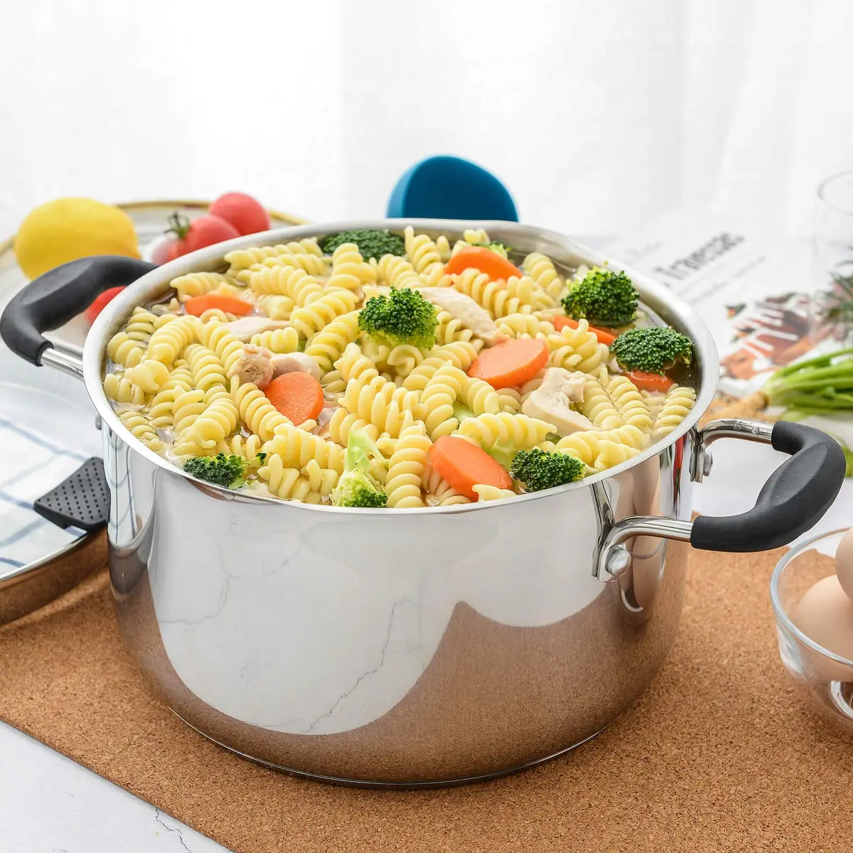 Rorence 6 Quart (5.7L) Stainless Steel Stock Pot with Lid | Induction Compatible Pasta Pot for Boiling & Straining - view 8