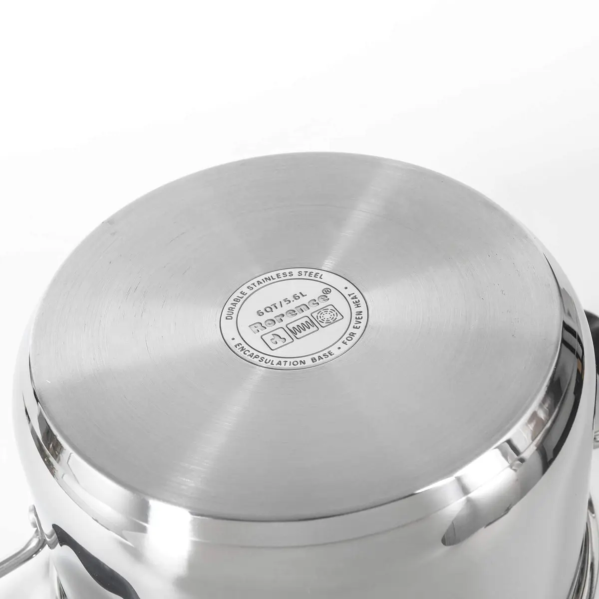 Rorence 6 Quart (5.7L) Stainless Steel Stock Pot with Lid | Induction Compatible Pasta Pot for Boiling & Straining - view 4