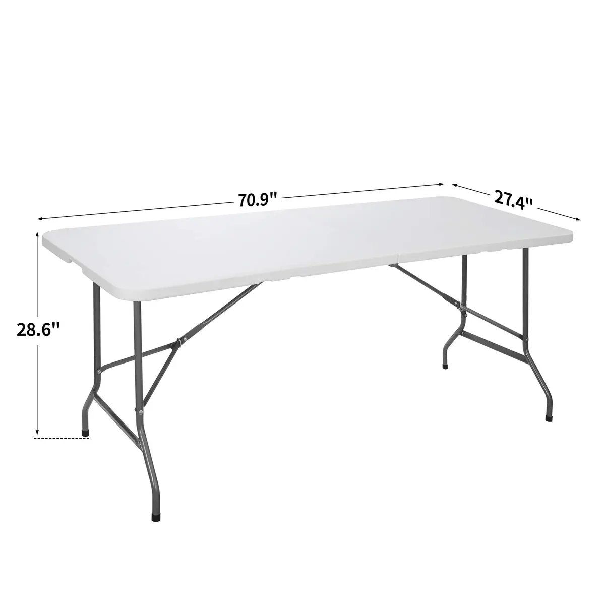 ZENY 6ft Folding Table | Heavy Duty Portable Picnic & Indoor Outdoor Table in White - view 6