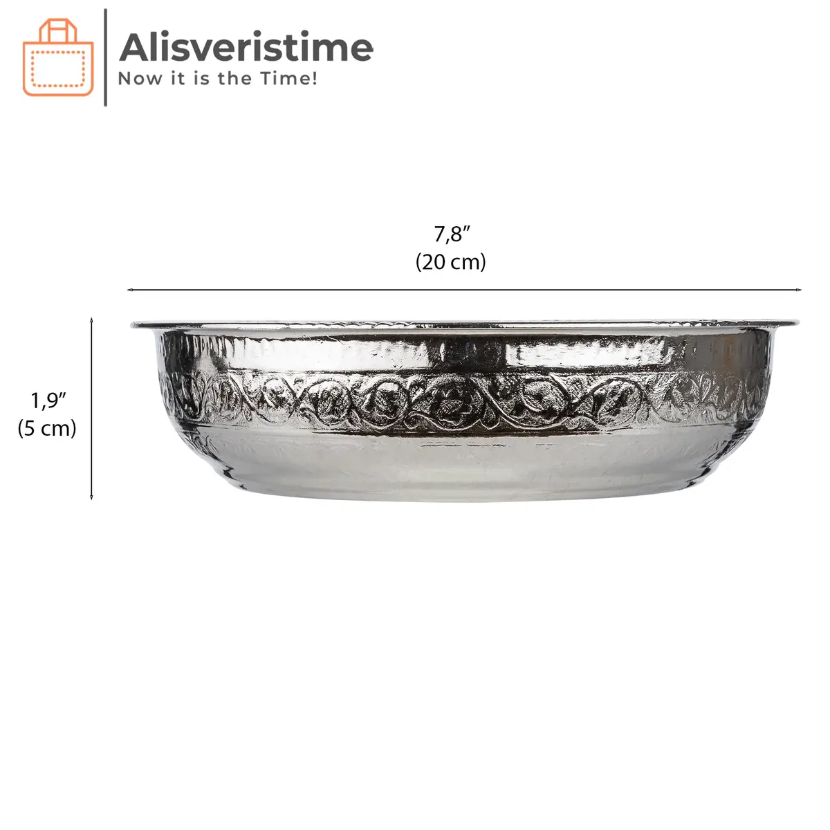 Alisveristime Traditional Turkish Hammam Bowl Silver Zamac 20 cm (7.87 in) | Authentic Turkish Bath Accessory - view 3