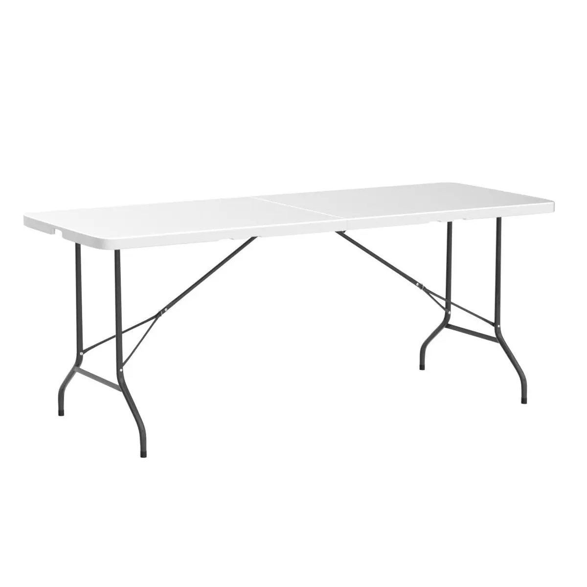 ZenStyle 6 ft Indoor Outdoor Heavy Duty Plastic Folding Table | Portable Picnic Table with Steel Legs, Fold-in-Half, White - view 4