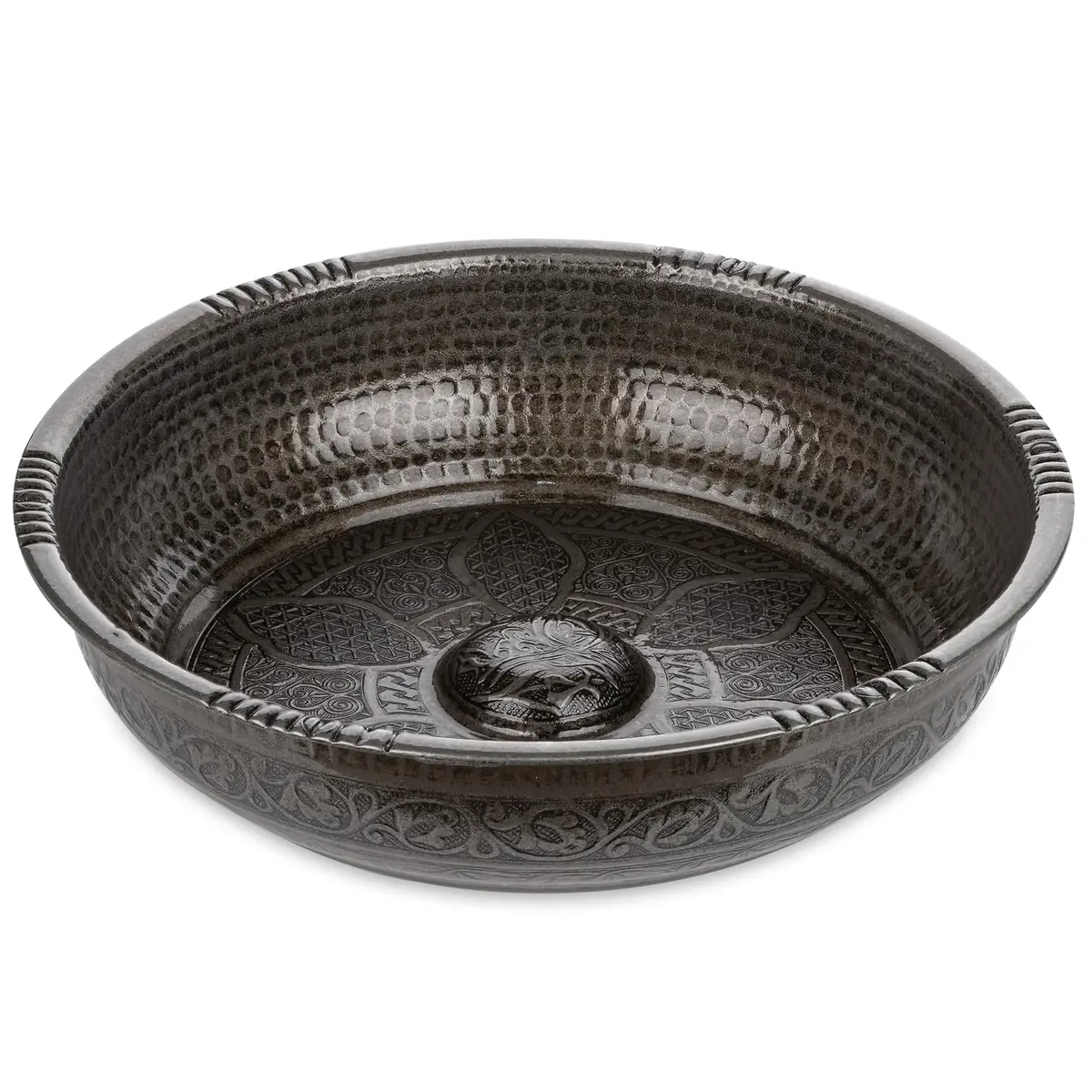 Alisveristime Turkish Hammam Bowl Black 20 cm (7.87 in) | Authentic Zamac with Turkish Motifs - main product image