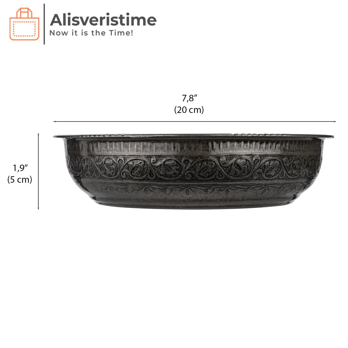 Alisveristime Turkish Hammam Bowl Black 20 cm (7.87 in) | Authentic Zamac with Turkish Motifs - view 3