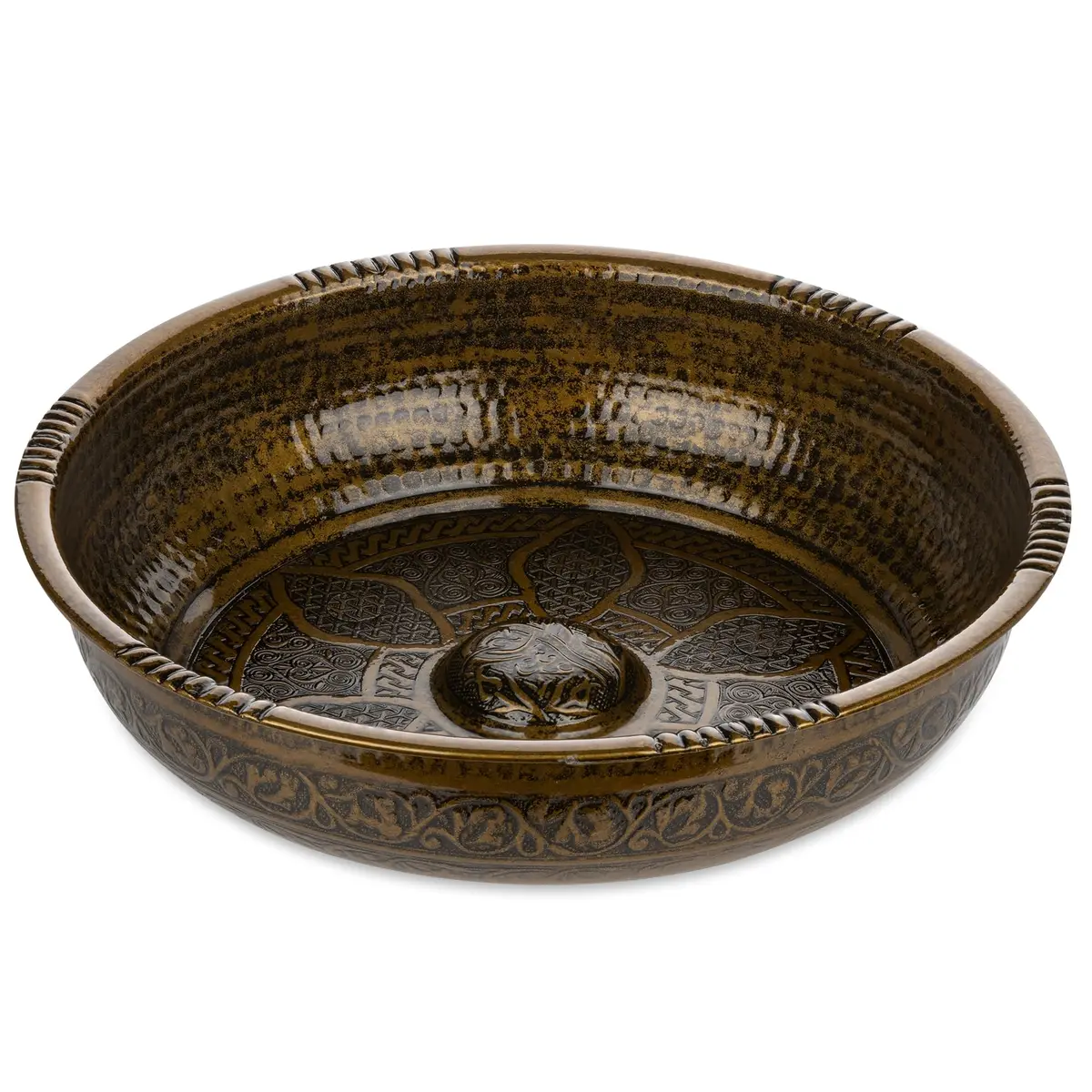 Alisveristime Turkish Hammam Bowl 20 cm (7.87 in) Antique Green | Authentic Zamac Bath Accessory - main product image