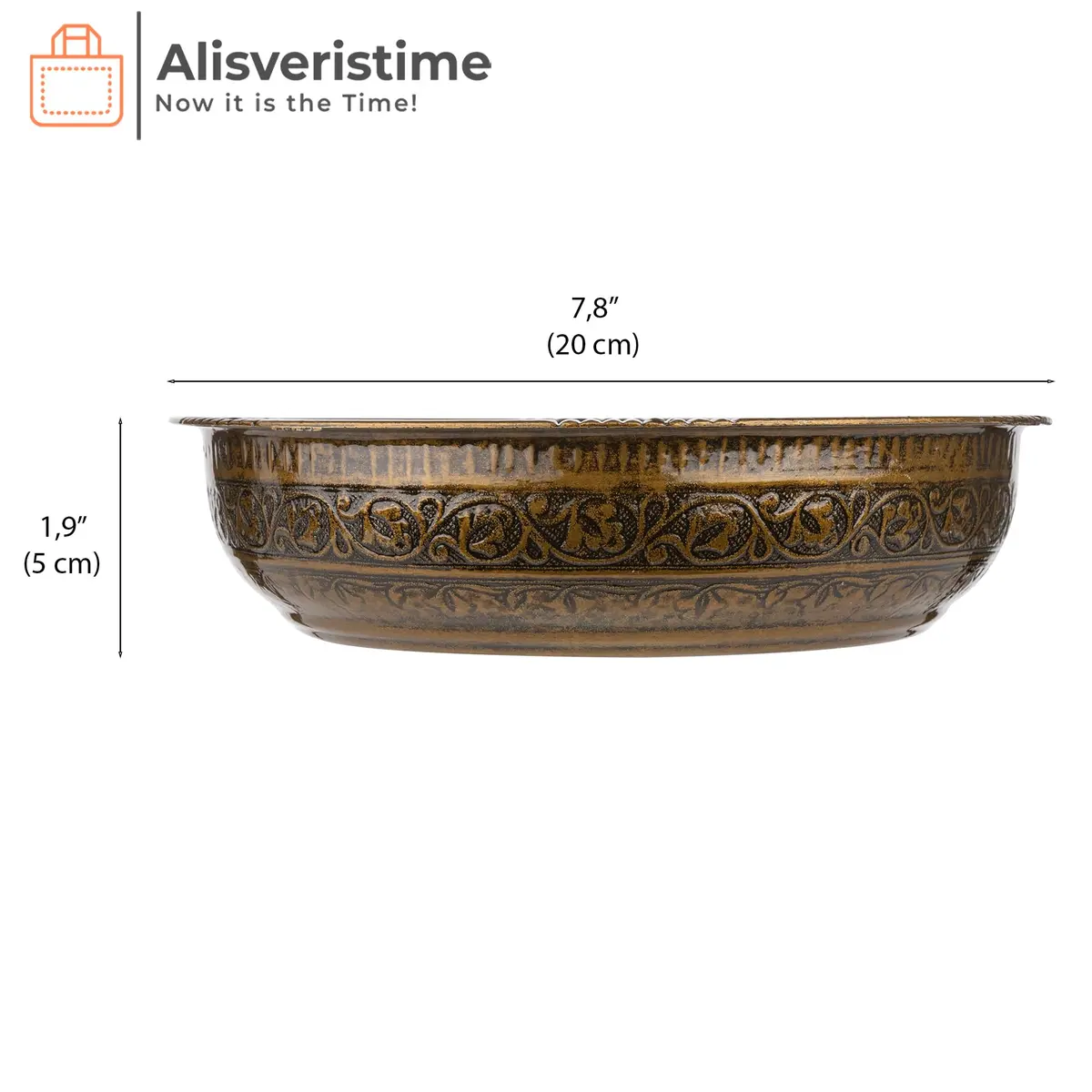 Alisveristime Turkish Hammam Bowl 20 cm (7.87 in) Antique Green | Authentic Zamac Bath Accessory - view 3