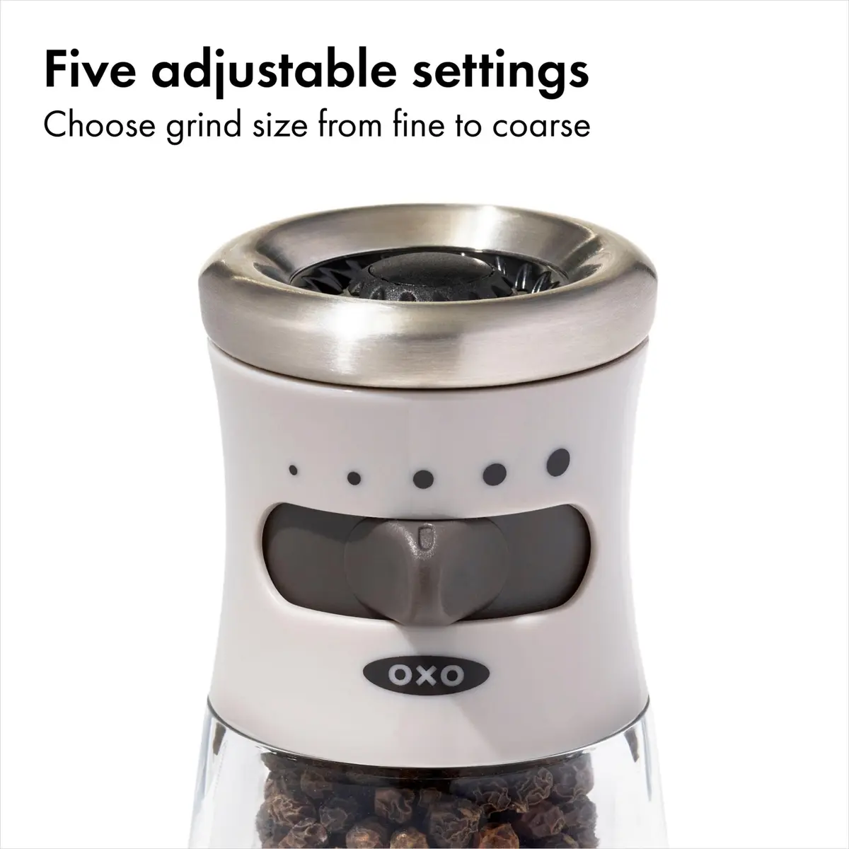 OXO Good Grips Contoured Pepper Grinder with Adjustable Ceramic Mill | Precise, Durable & Stylish (One size, Gray) - view 4