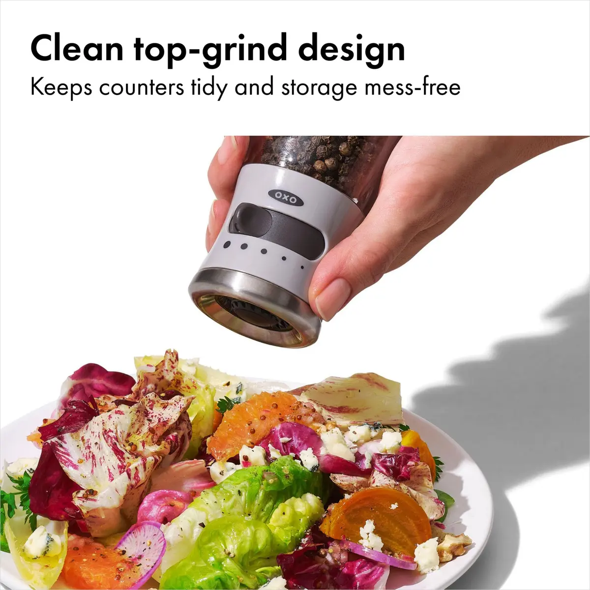 OXO Good Grips Contoured Pepper Grinder with Adjustable Ceramic Mill | Precise, Durable & Stylish (One size, Gray) - view 2
