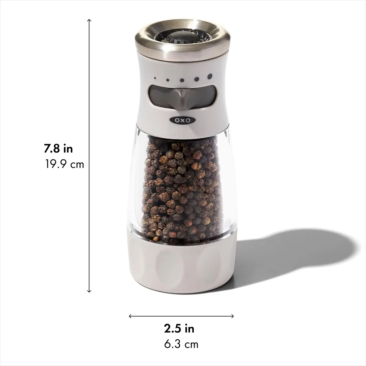 OXO Good Grips Contoured Pepper Grinder with Adjustable Ceramic Mill | Precise, Durable & Stylish (One size, Gray) - view 3