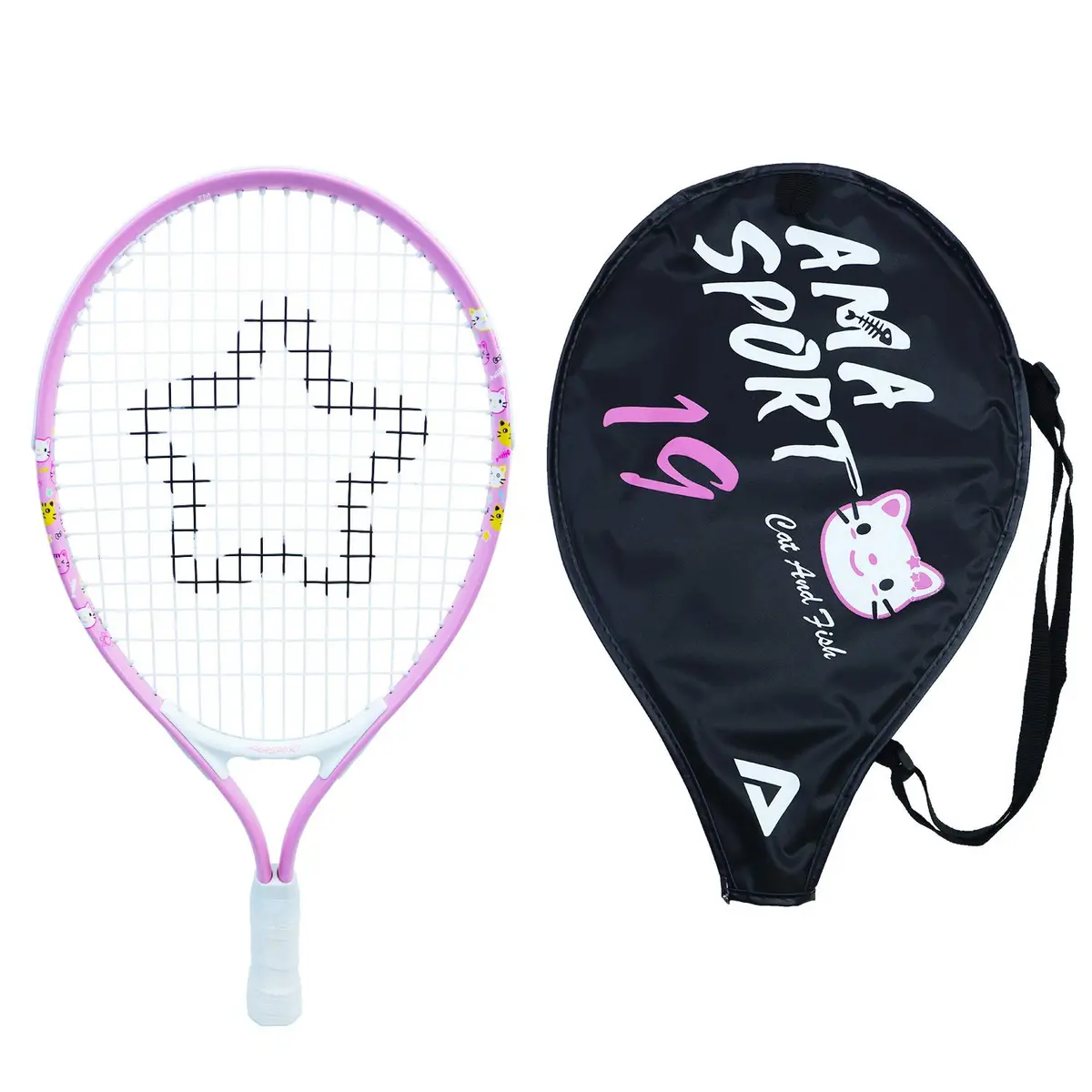 AMA SPORT 19 inch Kids Tennis Racket | Aluminum Frame, 80 sq in Head Size, 4 inch Grip - main product image