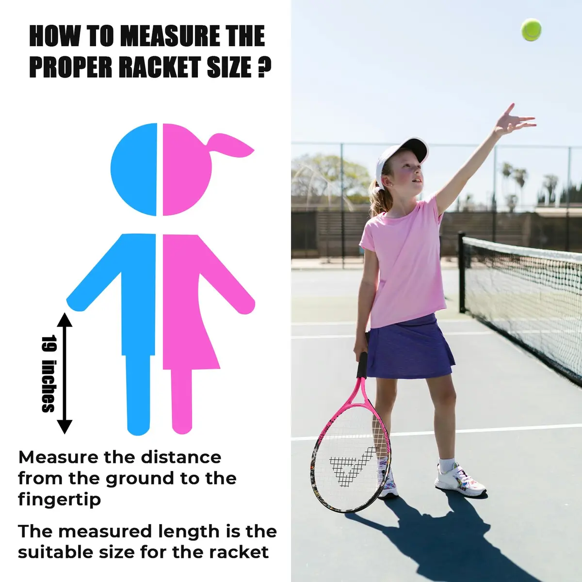 AMA SPORT 19 inch Kids Tennis Racket | Aluminum Frame, 80 sq in Head Size, 4 inch Grip - view 5