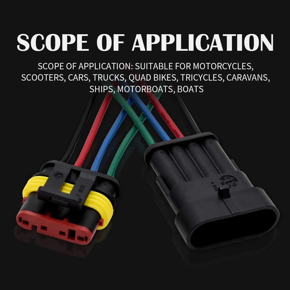 G 4 Pin Connector 16AWG Waterproof Connectors Male Female Wire Plugs with 3.3 inch Cable (5 Sets) - view 5