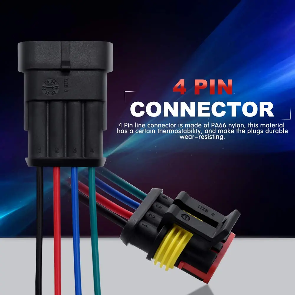 G 4 Pin Connector 16AWG Waterproof Connectors Male Female Wire Plugs with 3.3 inch Cable (5 Sets) - view 4