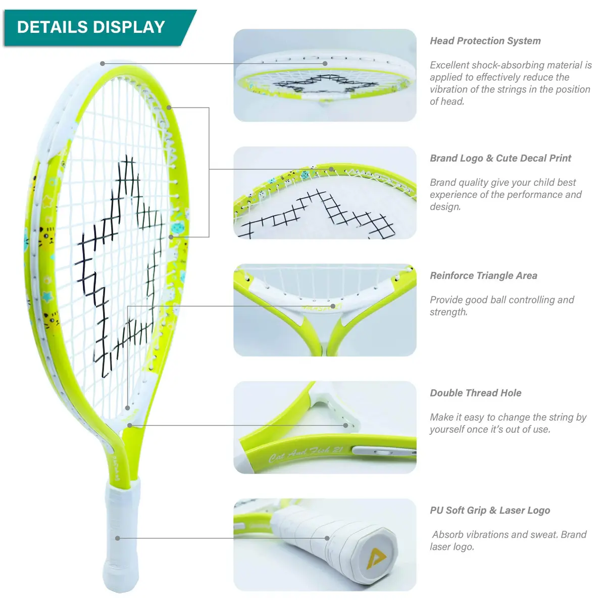 AMA SPORT 17" Junior Tennis Racket with Bag | Lightweight Aluminum Frame for Toddlers - view 3