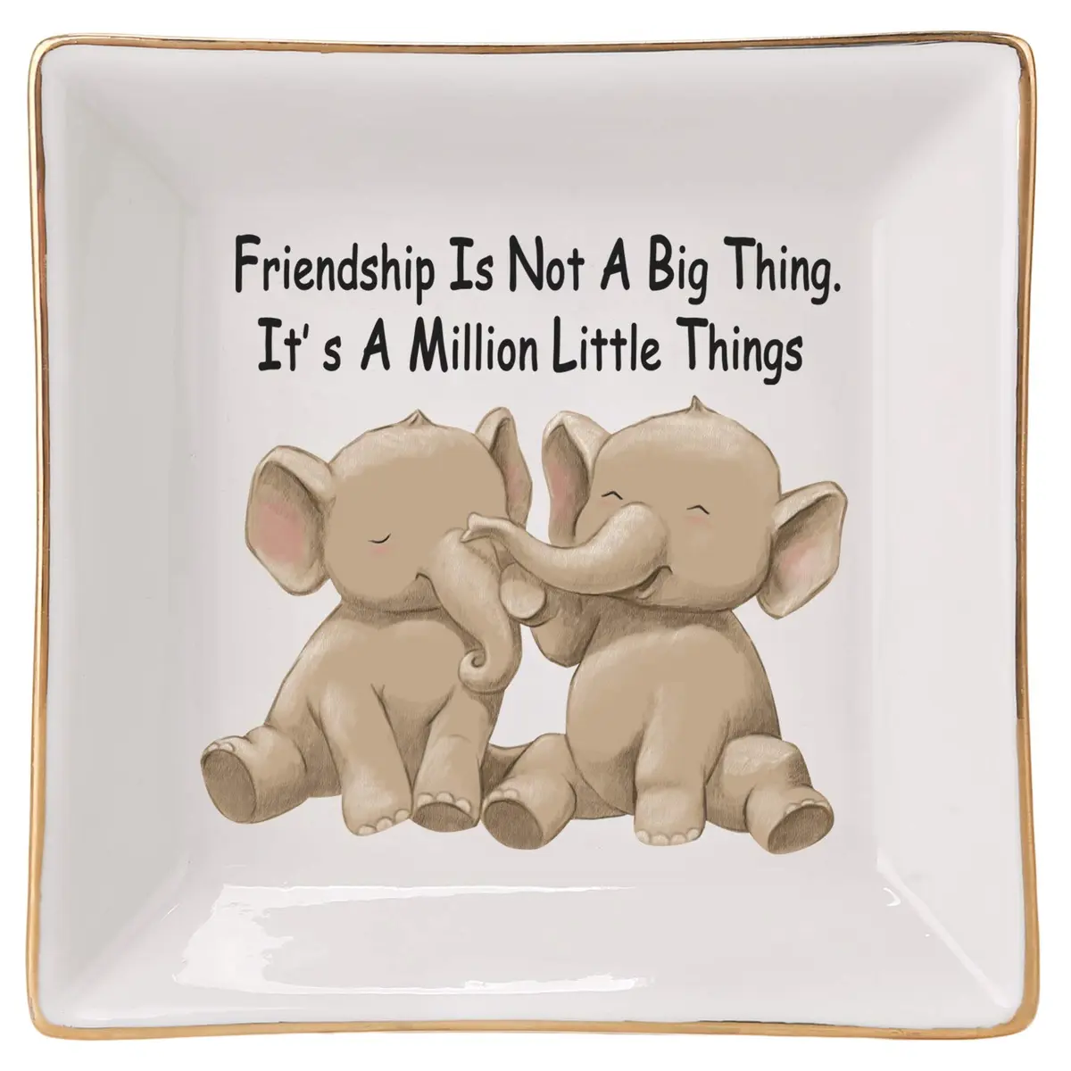 HOME SMILE Elephant Ring Dish Holder Trinket Tray with Glazed Finish | Friendship Gift for Women - main product image