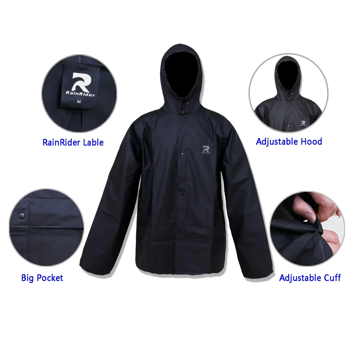 RainRider Ultra-Lite Rain Suit Waterproof Raincoat with Pants XL | 100% EVA, Breathable & Easy Wear - view 2