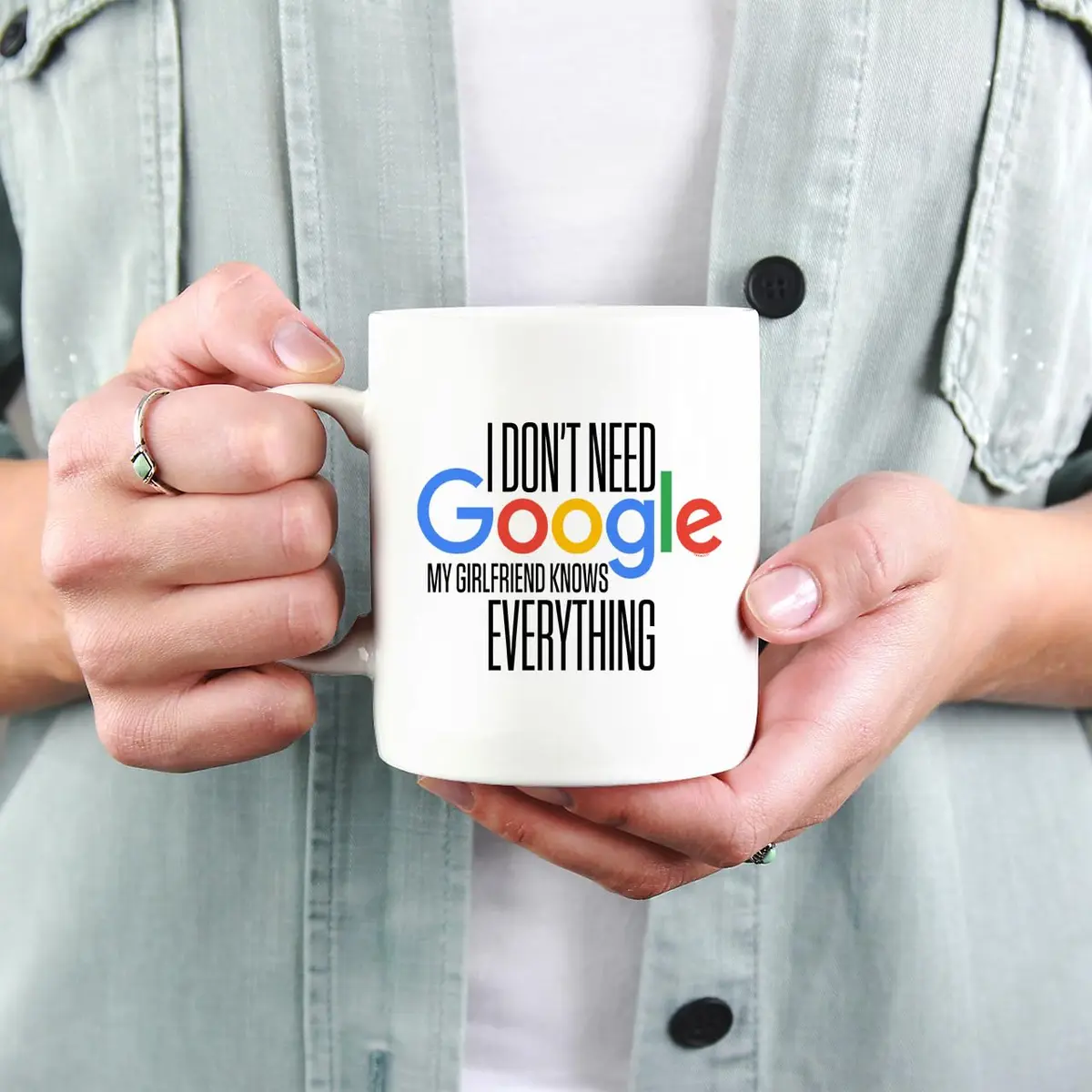 Veracco I Don't Need My Girlfriend Knows Everything Ceramic Coffee Mug 325ml (11 Fl Oz) | Funny Gift for Her - view 6