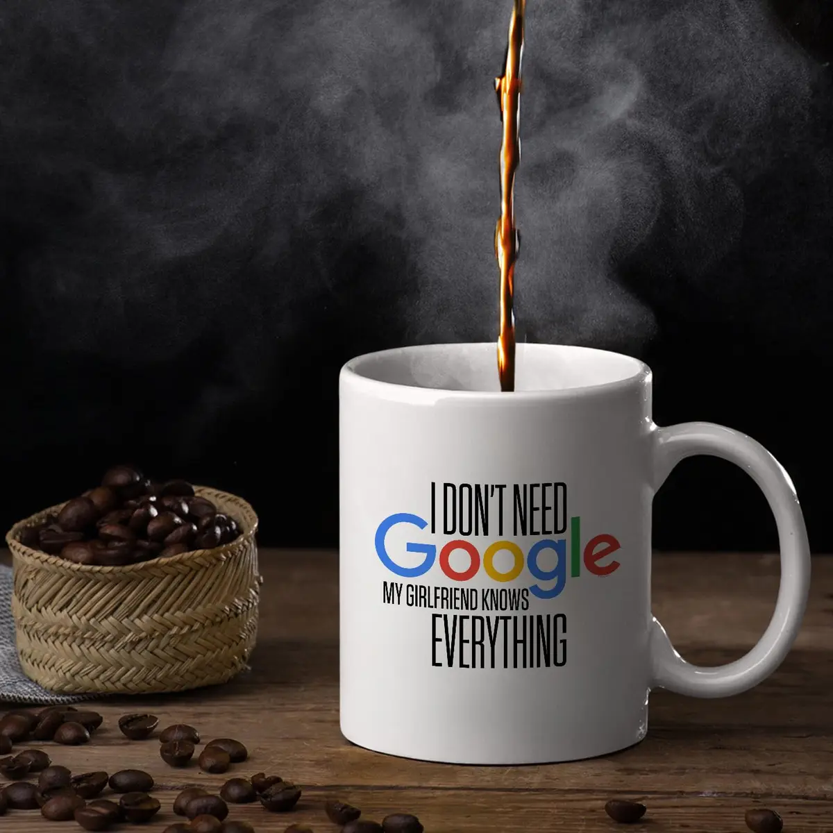 Veracco I Don't Need My Girlfriend Knows Everything Ceramic Coffee Mug 325ml (11 Fl Oz) | Funny Gift for Her - view 3