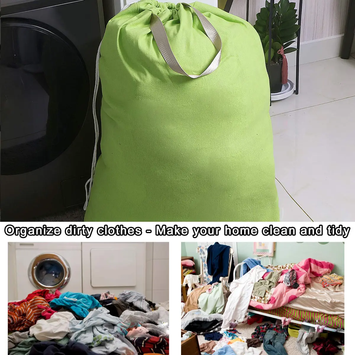 SANFERGE Heavy Duty Laundry Bag with Drawstring and Handle | Extra Large 28x40 Inch, Durable Rip-Stop Material, Foldable & Portable for Household & Travel - view 6
